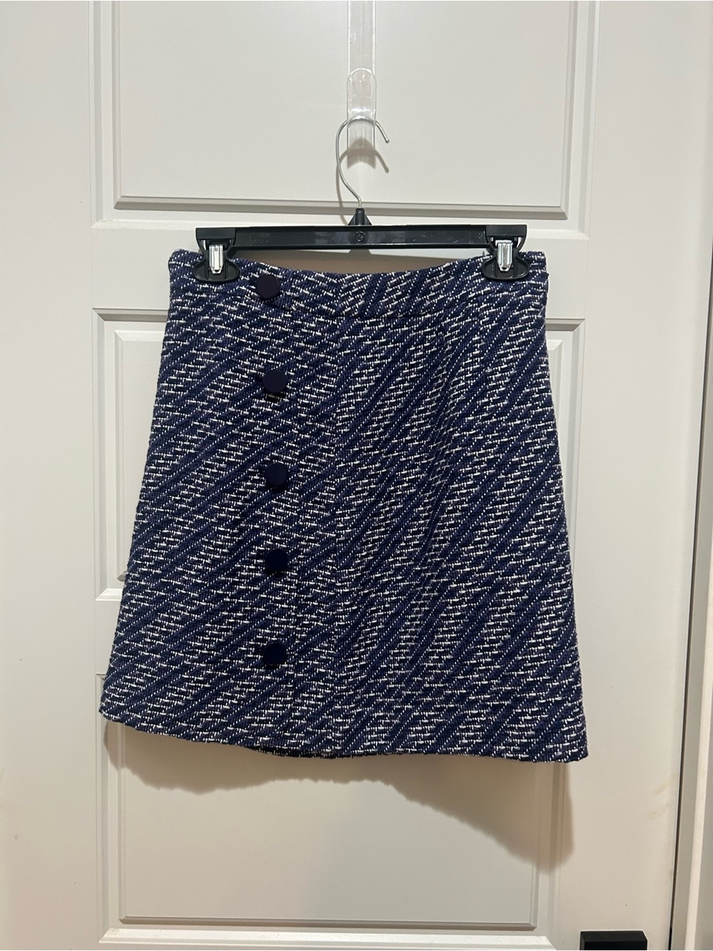 Navy Tweed A-Line Skirt